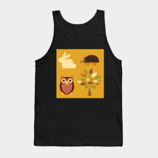 Nature (rabbits, hedgehogs and owls) pattern Tank Top